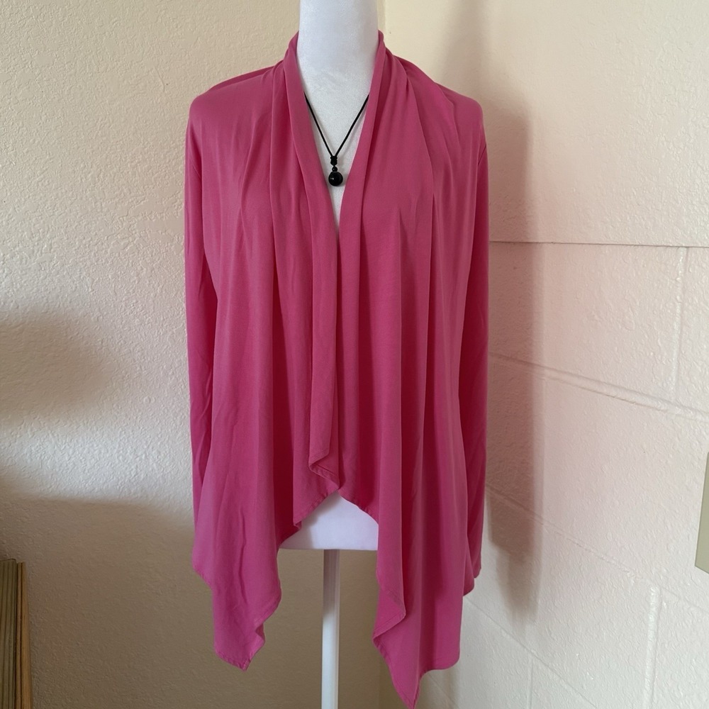 Tori Richard Cardigan Womens Small Pink Waterfall Open Front Layering Barbiecore